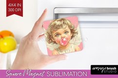 Valentine Angel Magnet Sublimation - Cupid Square Magnet PNG Product Image 1