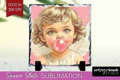 Valentine Angel Slate PNG - Cupid Square Slate Sublimation Product Image 1
