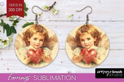 Valentine Angel Round Earrings - Cupid PNG Sublimation Product Image 1