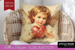 Valentine Angel Pillow Sublimation - Cupid Pillow Cover PNG Product Image 1