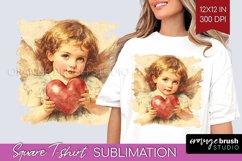 Valentine Angel Square Tshirt Background - Cupid PNG Product Image 1