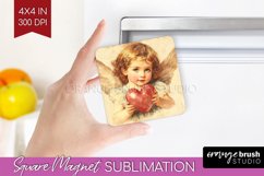 Valentine Angel Magnet Sublimation - Cupid Square Magnet PNG Product Image 1