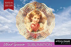 Valentine Angel Wind Spinner Sublimation PNG - Cupid Round Product Image 1