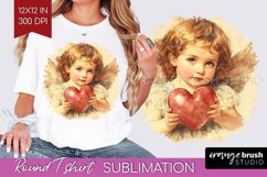 Valentine Angel Round Tshirt Background - Cupid PNG Product Image 1