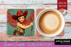 Valentine Angel Square Coaster - Cupid Coaster PNG Product Image 1