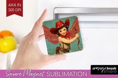 Valentine Angel Magnet Sublimation - Cupid Square Magnet PNG Product Image 1
