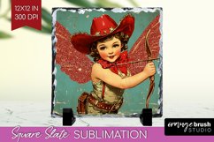 Valentine Angel Slate PNG - Cupid Square Slate Sublimation Product Image 1