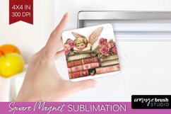 Valentine Angel Magnet Sublimation - Cupid Square Magnet PNG Product Image 1
