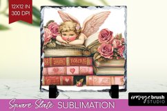 Valentine Angel Slate PNG - Cupid Square Slate Sublimation Product Image 1