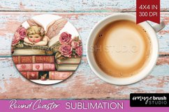 Valentine Angel Round Coaster - Cupid Coaster PNG Product Image 1