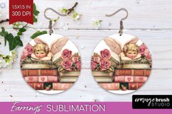 Valentine Angel Round Earrings - Cupid PNG Sublimation Product Image 1