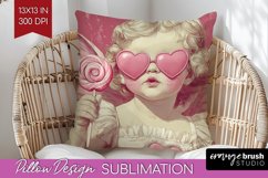 Valentine Angel Pillow Sublimation - Cupid Pillow Cover PNG Product Image 1