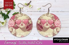 Valentine Angel Round Earrings - Cupid PNG Sublimation Product Image 1