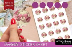 Valentine Angel Round Sticker - Cupid Printable Sticker Product Image 1