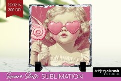 Valentine Angel Slate PNG - Cupid Square Slate Sublimation Product Image 1