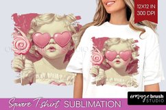 Valentine Angel Square Tshirt Background - Cupid PNG Product Image 1