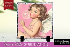 Valentine Angel Slate PNG - Cupid Square Slate Sublimation Product Image 1