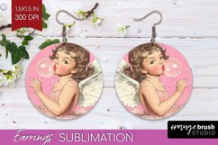 Valentine Angel Round Earrings - Cupid PNG Sublimation Product Image 1