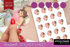 Valentine Angel Round Sticker - Cupid Printable Sticker Product Image 1