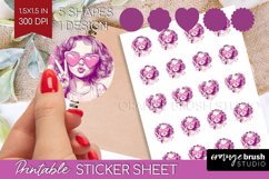 Valentine Angel Round Sticker - Cupid Printable Sticker Product Image 1