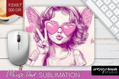 Valentine Angel Mouse Pad Sublimation - Cupid Mousepad PNG Product Image 1