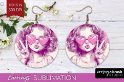 Valentine Angel Round Earrings - Cupid PNG Sublimation Product Image 1