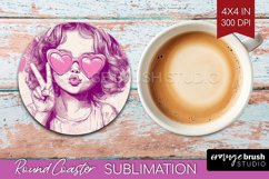 Valentine Angel Round Coaster - Cupid Coaster PNG Product Image 1