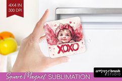 Valentine Angel Magnet Sublimation - Cupid Square Magnet PNG Product Image 1