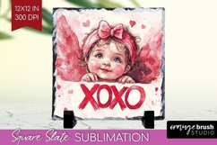 Valentine Angel Slate PNG - Cupid Square Slate Sublimation Product Image 1