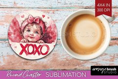 Valentine Angel Round Coaster - Cupid Coaster PNG Product Image 1