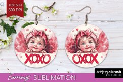 Valentine Angel Round Earrings - Cupid PNG Sublimation Product Image 1