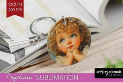 Valentine Angel Keychain PNG - Cupid Keychain Sublimation Product Image 1