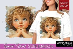 Valentine Angel Square Tshirt Background - Cupid PNG Product Image 1