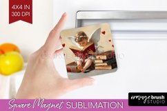 Valentine Angel Magnet Sublimation - Cupid Square Magnet PNG Product Image 1