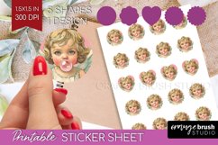 Valentine Angel Round Sticker - Cupid Printable Sticker Product Image 1