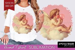 Valentine Angel Round Tshirt Background - Cupid PNG Product Image 1