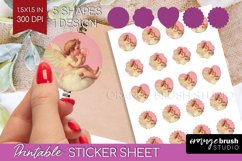 Valentine Angel Round Sticker - Cupid Printable Sticker Product Image 1