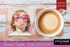 Valentine Angel Square Coaster - Cupid Coaster PNG Product Image 1