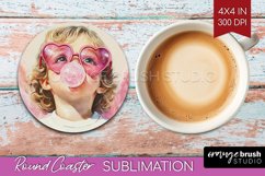 Valentine Angel Round Coaster - Cupid Coaster PNG Product Image 1