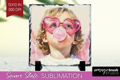 Valentine Angel Slate PNG - Cupid Square Slate Sublimation Product Image 1