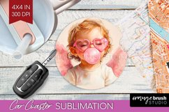 Valentine Angel Car Coaster - Cupid Coaster PNG Sublimation Product Image 1