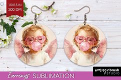 Valentine Angel Round Earrings - Cupid PNG Sublimation Product Image 1