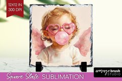 Valentine Angel Slate PNG - Cupid Square Slate Sublimation Product Image 1