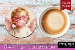 Valentine Angel Round Coaster - Cupid Coaster PNG Product Image 1