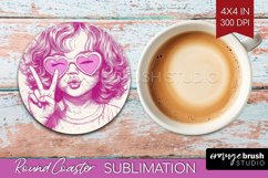Valentine Angel Round Coaster - Cupid Coaster PNG Product Image 1