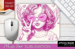 Valentine Angel Mouse Pad Sublimation - Cupid Mousepad PNG Product Image 1