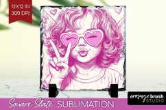 Valentine Angel Slate PNG - Cupid Square Slate Sublimation Product Image 1