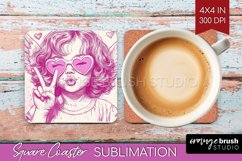 Valentine Angel Square Coaster - Cupid Coaster PNG Product Image 1