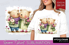 Couple Animals Square Tshirt Background - Valentines Day PNG Product Image 1