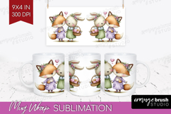 Couple Animals Mug Wrap - Valentines Day Mug PNG Sublimation Product Image 1